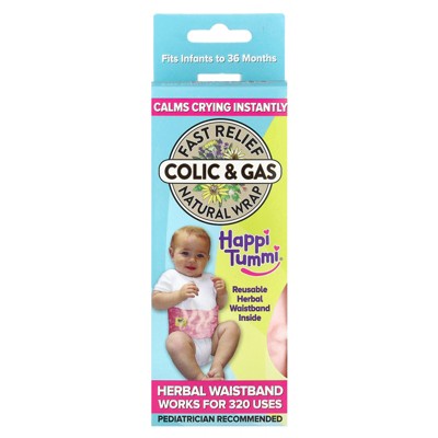 Happi Tummi Fast Relief Colic & Gas, Natural Wrap, Infants to 36 Months, Pink, 1 Wrap & 1 Herbal Pouch