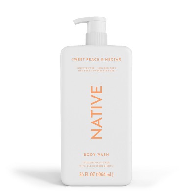Native Body Wash for Women & Men - Sweet Peach & Nectar - Sulfate Free with Pump - 36 fl oz