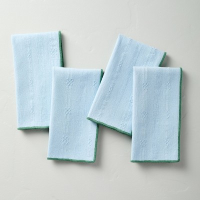 4pk Textured Stripe Cloth Napkins Blue - Hearth & Hand™ with Magnolia