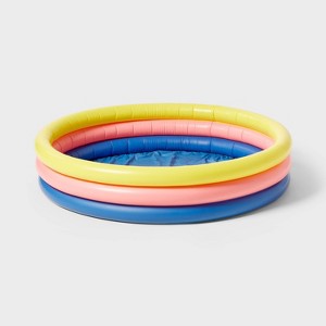 10.63'' x 4.13'' x 10.63'' 3 Ring Pool 105 gal Round Kiddie Pool - Yellow/Pink/Navy - Sun Squad™ - 1 of 4