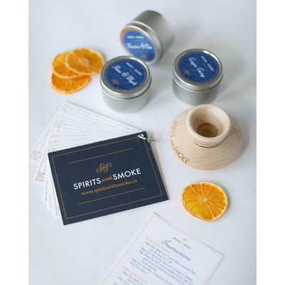 Spirits with Smoke Smoking Saucer Set - 1 Maple Wood Saucer, 3 Wood Chips for Cocktail Smoker & 4 Coasters