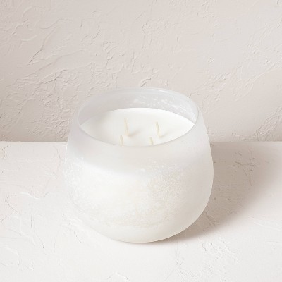 4-Wick Clarity Fashion Salted Glass Wellness Jar Candle White 30oz - Casaluna™: Coconut & Soy Wax, Ginger-Bergamot Scent