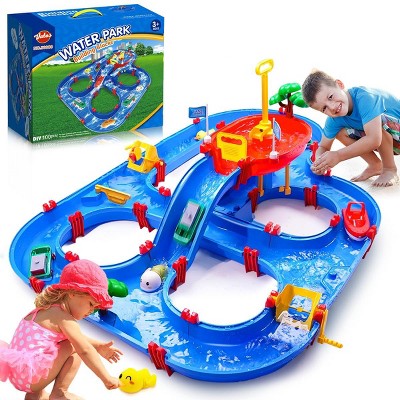 Vatos 100-Piece Toddler DIY Water Park Playset, Water Table for Kids Aged 3-7