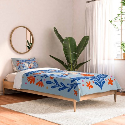 Deny Designs Angela Minca Blooming Chicken Blue Twin/Twin XL Comforter and Sham Set (2-3pc Set)