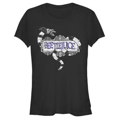 Junior's Beetlejuice Sandworm Logo  T-Shirt - Black - X Large