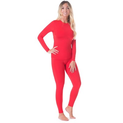 Rocky Thermal Underwear for Women, Long Johns Fleece Lined Set, Shirt & Pants, Base Layer (Red - X-Small)