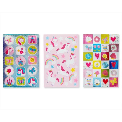 221ct Unicorn, Hearts, and Icons Stickers: Carlton Cards, Fairy & Myth Theme, Scrapbook & Little Girl Stickers, 10 Sheets