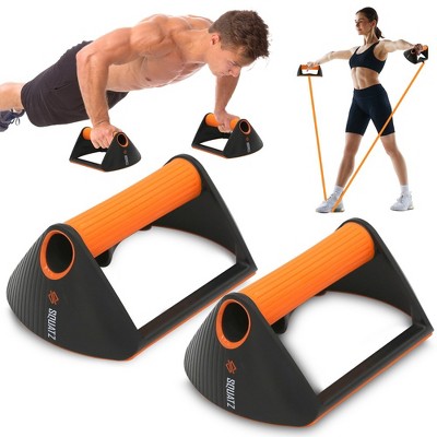 SQUATZ Multi-Function Push-Up Rack - Sturdy Handles with Elastic Resistance Bands - Ideal for Home Gym Workouts