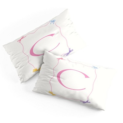 Deny Designs King April Lane Art Simple Bow Monogram C Microfiber Printed Pillow Sham