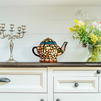 Teapot Lamp-Tiffany Style Stained Glass Light (Includes LED Light Bulb)