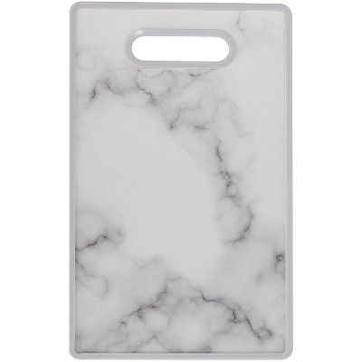 9" x 14” Nonslip Cutting Board Marble-Designed Plastic, Easy-Grip Handle, Dishwasher Safe