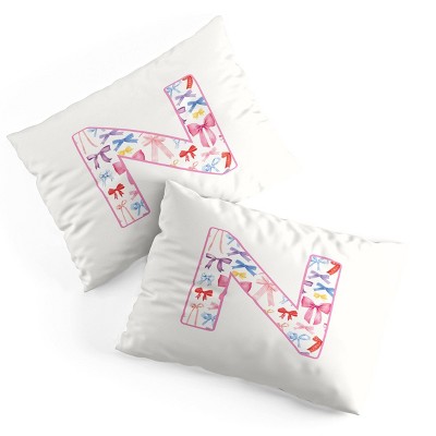 Deny Designs Standard April Lane Art Fancy Bow Monogram N Microfiber Printed Pillow Sham