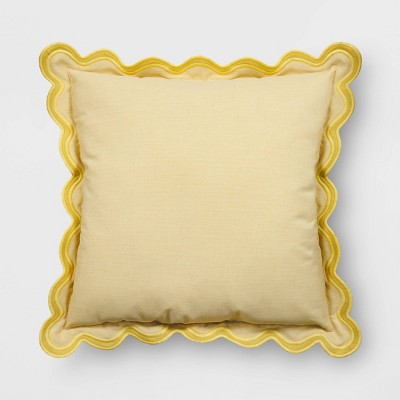20"x20" Scalloped Square Outdoor Throw Pillow Yellow - Threshold™