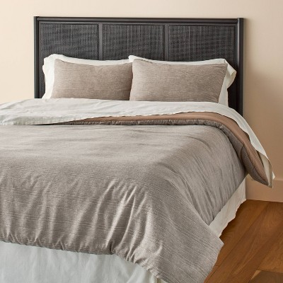 3pc Heathered Stripe Duvet Cover Bedding Set Brown - Hearth & Hand™ with Magnolia