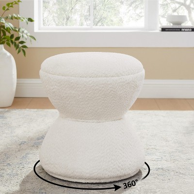VANOMi 15.75'' Wide Upholstered Swivel Ottoman, Makeup Pouf, Shoe Changing Stool
