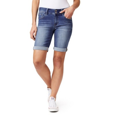 WallFlower Women's Ultra Denim Bermuda Shorts 9" Mid-Rise Insta Soft Juniors (Available in Plus Sizes)