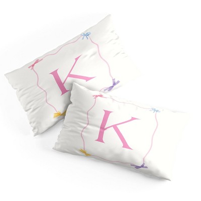 Deny Designs King April Lane Art Simple Bow Monogram K Microfiber Printed Pillow Sham