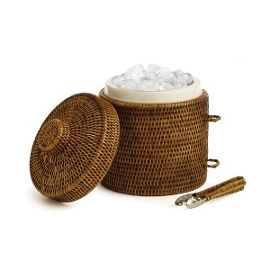 Plum & Post Burma Rattan Ice Box & Tongs - 1 of 3