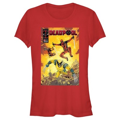 Junior's Marvel: Deadpool & Wolverine Action Comic Book Cover T-Shirt