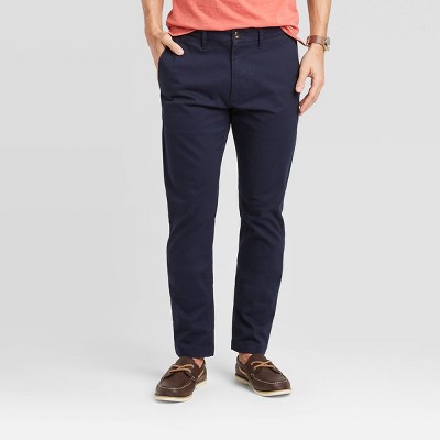 Men's Every Wear Slim Fit Chino Pants - Goodfellow & Co™ Blue 42x30: Cotton Spandex, Mid Rise, Stretch