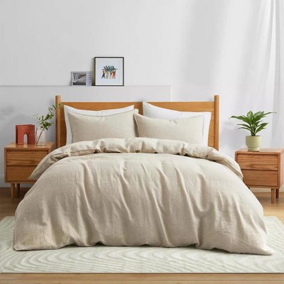 Peace Nest Linen Cotton Blend Duvet Cover Set, Durable, Breathable & Moisture-Wicking, 3 Piece Bedding Set with Pillow Shams