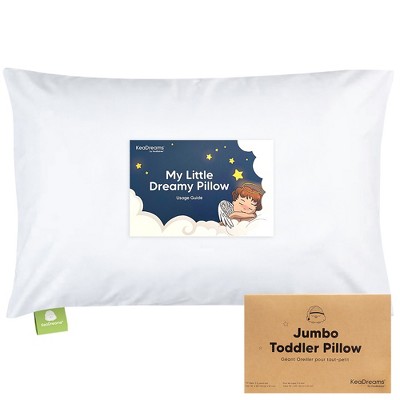 KeaBabies Jumbo Toddler Pillow with Pillowcase, 14X20 Soft Organic Toddler Pillows for Sleeping, Kids Travel Pillow