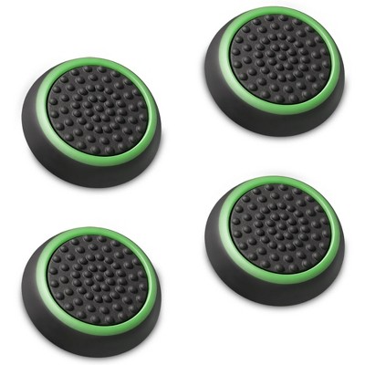 Fosmon [2 Pair / 4 Pcs] For Nintendo Switch Thumb Grips, Switch Joycon Grip, Silicone PS5 Controller Thumb Grips For Xbox One X S PS3 PS4,Black/Green