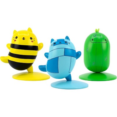 Cats vs Pickles Mini Figure 3-Pack | Mini Figures for Kids | Animal Figurines | Plastic Toys for Boys & for Girls | Miss Bumblekitty, Roboticat, Joe