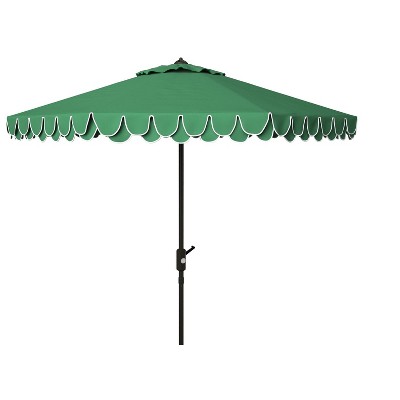 UV Resistant Elegant Valance 9Ft Auto Tilt Umbrella - PAT8006 - Hunter Green - Safavieh