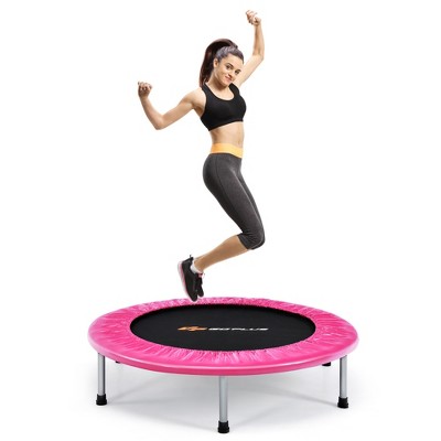 Costway 38'' Mini Folding Trampoline Portable Recreational Fitness Rebounder Pink/Blue/Grey