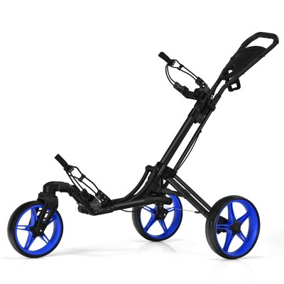 Costway Folding Golf Push Cart W/Scoreboard Adjustable Handle Swivel Wheel Red\Blue\Grey\Green