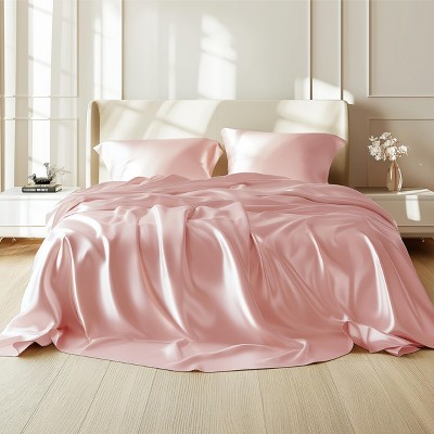 Bedsure | 3/4 Pcs Satin Sheets Set Similar to Silk Sheets Luxury & Ultra Soft, Non-Fading & Wrinkle Free