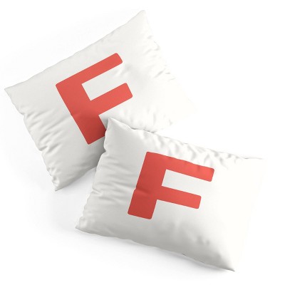 Deny Designs Standard April Lane Art Block Red Monogram F Microfiber Printed Pillow Sham