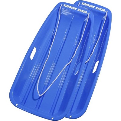 Slippery Racer Downhill Sprinter Flexible Kids Toddler Plastic Cold-Resistant Toboggan Snow Sled with Pull Rope and Handles -35 Inch- (2 Pack)
