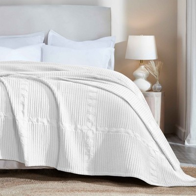 Waffle Weave Textured Soft Cotton Blanket by Blue Nile Mills