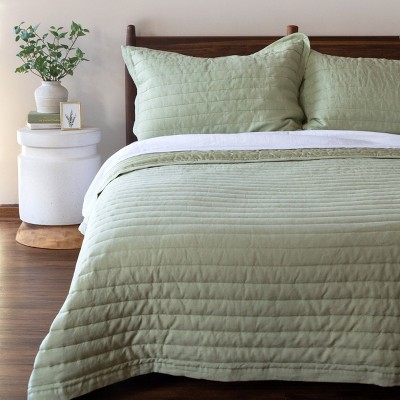 French Linen Channel Stitch Quilt & Sham Set | BOKSER HOME