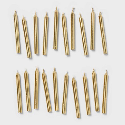 20ct Birthday Candle Gold - Spritz™: Wax Cake Candles, 2.31" Height, 20 Pieces