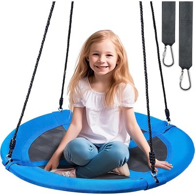 Joyfy 40" Blue Saucer Tree Swing Set for Kids - 700Lb Weight Capacity, 900D Oxford Waterproof, with Hanging Straps Swings for Outdoor Exercise Fun