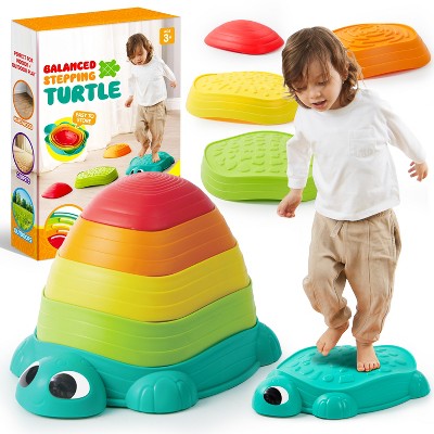 Joyfy 5 Pcs Turtle Balance Stepping Stones for Kids, Toddler Obstacle Course Coordination Sensory Game Indoor Outdoor Play Toys for Kids Age 3+
