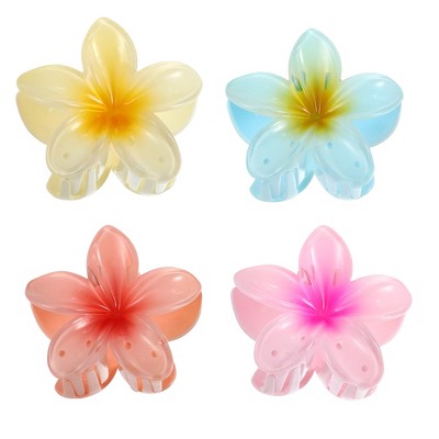 Unique Bargains Girls Claw Hair Clips Flower Shape Hair Accessories Pink Purple Blue Yellow 4 Pcs