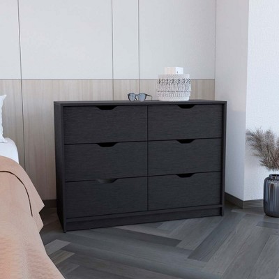 RISOKEYS Modern 4 Drawer Dresser for Bedroom,with 2 Lower Cabinets,Large Wooden Storage Dresser Organizer,Accent Storage Cabinet for Living Room,Black