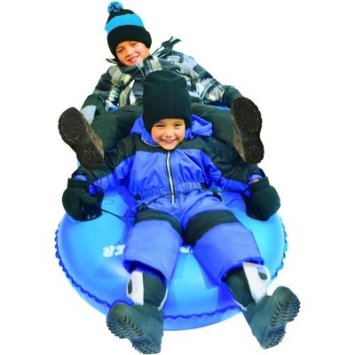 Slippery Racer Air Dual Adults and Kids Inflatable Sledding Snow Tube Sled Rider with 4 Reinforced Handles for 2 Riders