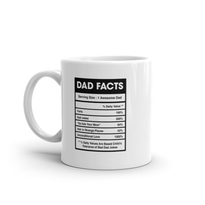 Crazy Dog T-Shirts Dad Nutrition Facts Mug Funny Sarcastic Father's Day Family Humor Novelty Coffee Cup-11oz
