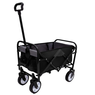 RISOKEYS Foldable Utility Wagon Cart with Wheels and Strapping System,Collapsible Design for Easy Storage,for Shopping,Beach,Camping