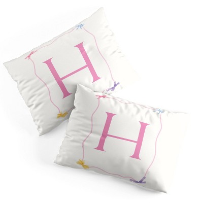 Deny Designs Standard April Lane Art Simple Bow Monogram H Microfiber Printed Pillow Sham
