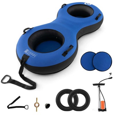Costway 80" 2-Person Heavy-Duty Inflatable Snow Tube for Sledding with Pump Tow Strap Blue/Red
