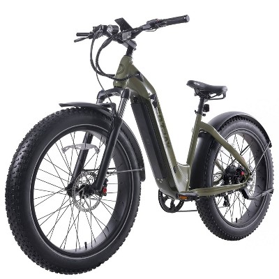 GOTRAX Adult Fat Tire 26" Step Through Electric Hybrid Bike - Green