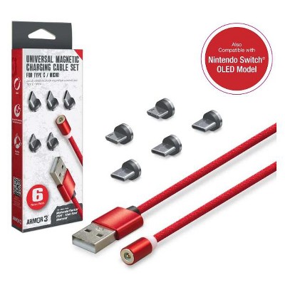 Armor3 Universal Magnetic Charging Cable Set 6 Pcs in red
