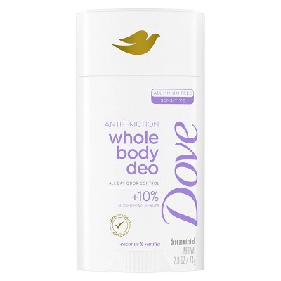 Dove Beauty Whole Body Deodorant Anti-Chafe Stick - Coconut & Vanilla - Aluminum Free - 2.6oz