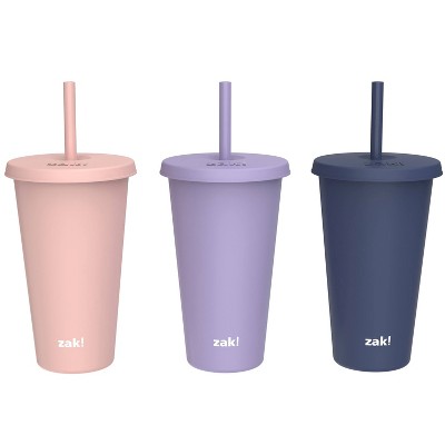 Zak Designs 3pk 25 fl oz Plastic Straw Tumbler Set